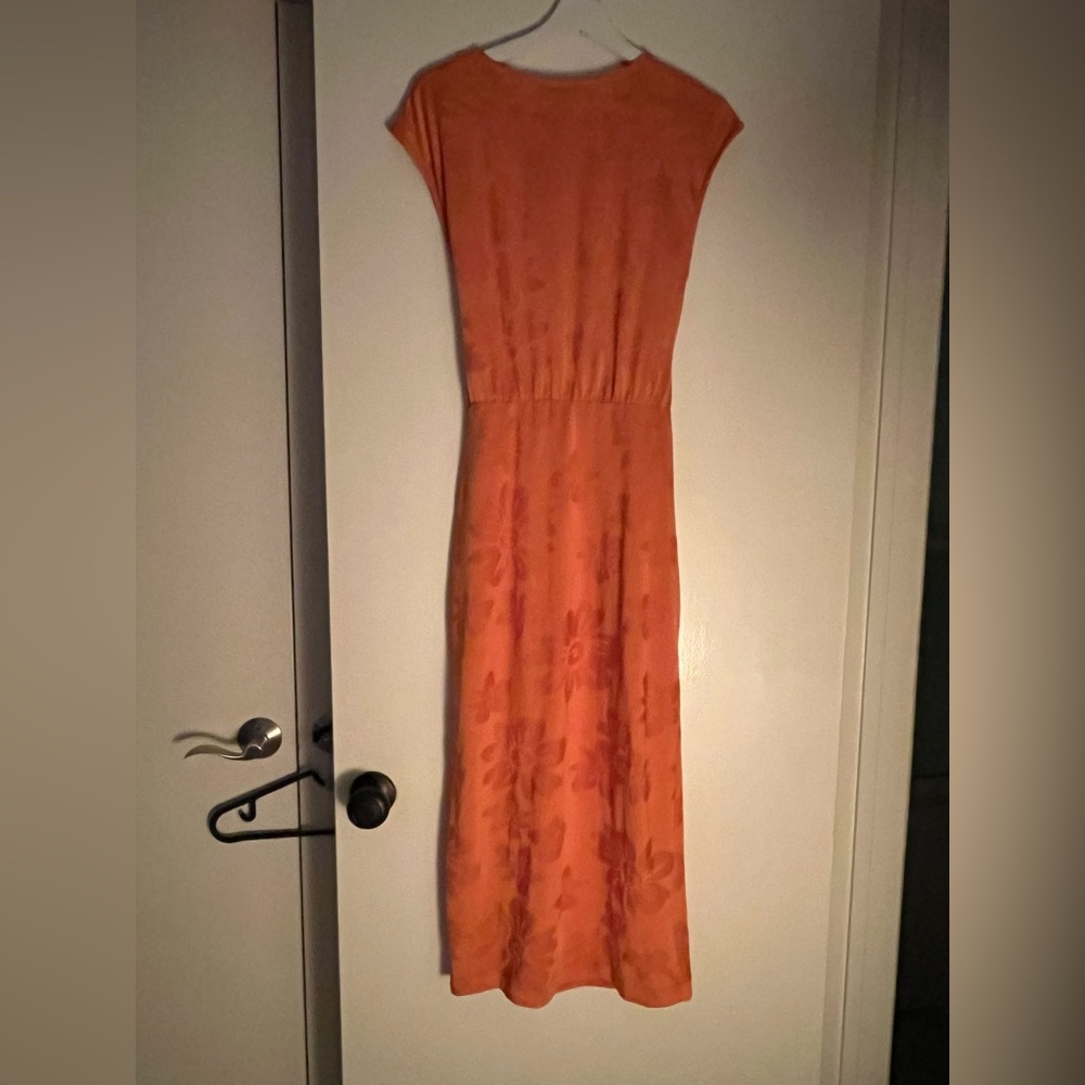 Zara Orange Asymmetrical Long Jacquard Dress - Picture 5 of 5